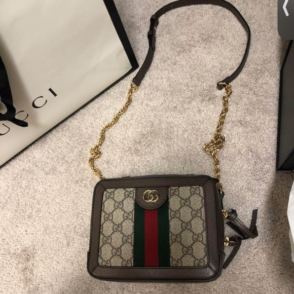 Gucci Brown and Green Messenger Bag with Signature Web Stripe - Picture 2 of 2